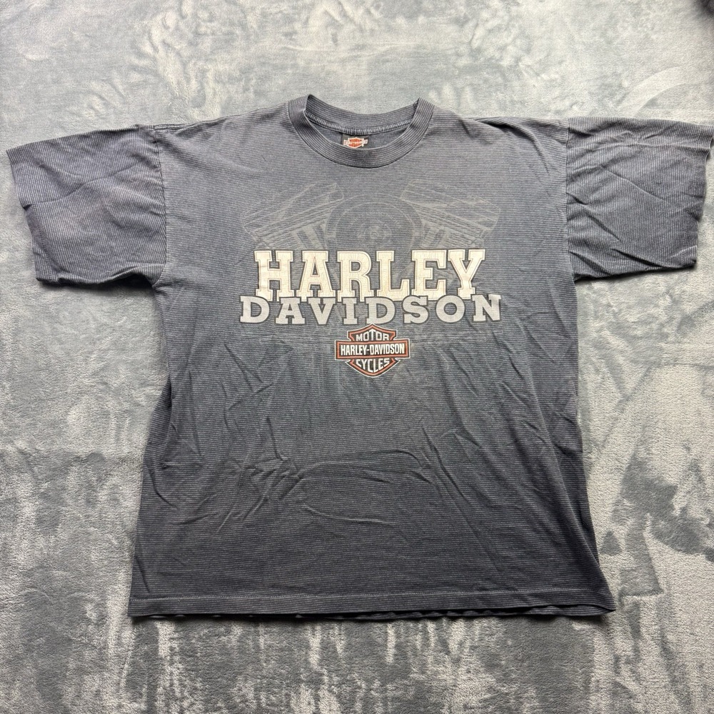 Vintage Harley Davidson Sioux City Iowa T Shirt XL USA Made Striped Biker